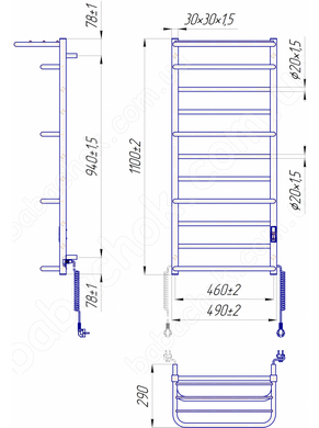 Рушникосушарка Mario Люксор-I 1100x500/290 (2.3.6102.11.P)