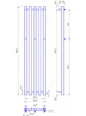 Рушникосушарка Mario Бітуб 1500x360/320 (1.2.5500.03.Р)