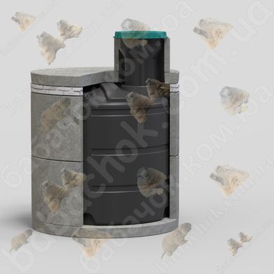Пластикова Вигрібна яма Viger 5000л (VGR5000VJA) встановлена в залізобетонне перекриття, для запобігання пошкодження від тиску зовнішнього грунту