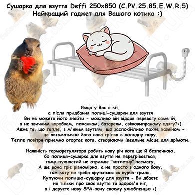 Рекламний банер про переваги Полиці-Сушарки для Взуття Deffi 250x850 (C.PV.25.85.E.W.R.5)