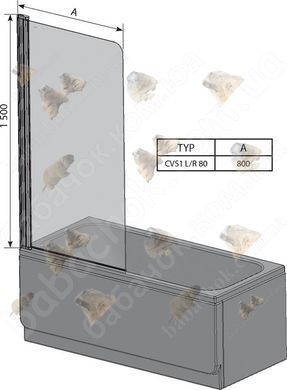 Штора для Ванни Ravak CVS1-80 L Transparent (7QL40C00Z1)