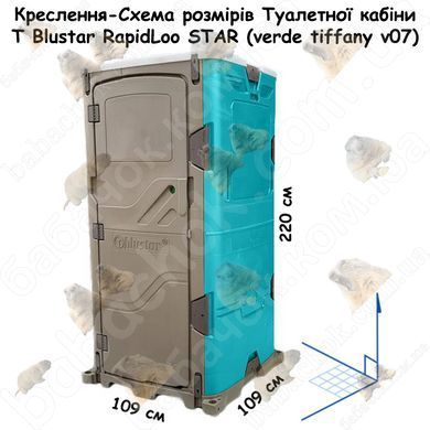 Креслення-Схема розмірів Туалетної кабіни T Blustar RapidLoo STAR (verde tiffany v07)