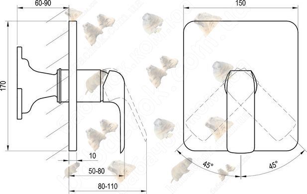 Змішувач для Душа Ravak Flat (X070124)