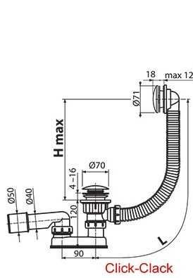 Сифон для Ванни Ravak 570 Click-Clack (X01377) Ціна: 1 968 грн