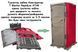 Туалетна кабіна T Blustar RapidLoo STAR (red rf1) в розібраному та зібраному стані: бічні та задня стінки, двері, піддон, дах, накопичувальний бак для відходів, вентиляційна труба, тримач туалетного паперу
