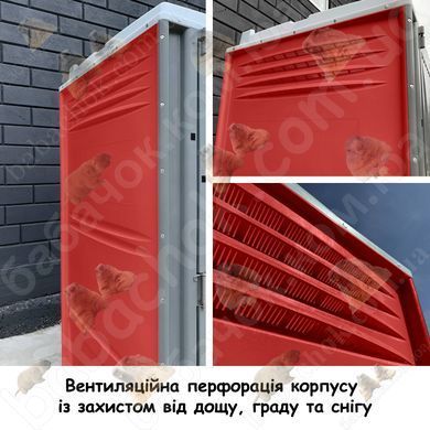Вентиляційна перфорація корпусу з піддашоком для захисту від дощу, граду та снігу