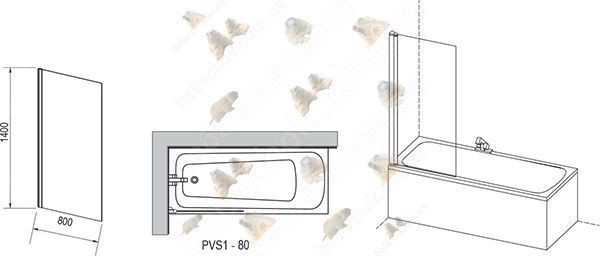 Штора для Ванни Ravak PVS1-80 Transparent (79840100Z1)