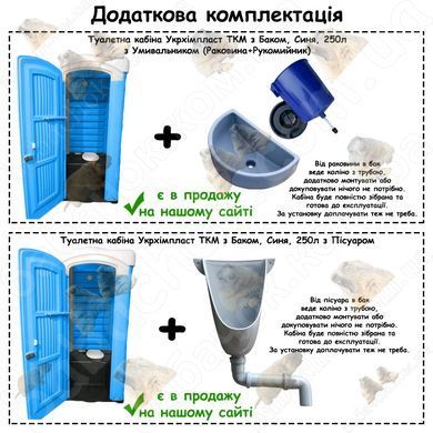 Додаткова комплектація Туалетної кабіни Укрхімпласт ТКМ з Баком, Синя, 250л