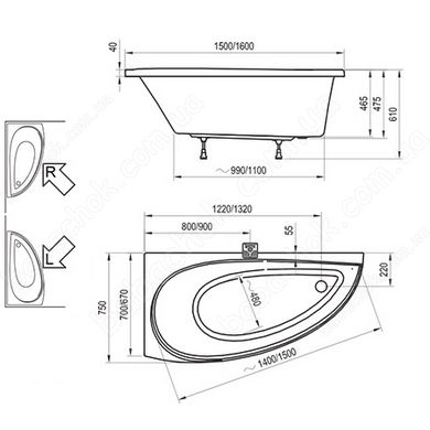 Ванна Ravak Avocado 160x75 L (CQ01000000)