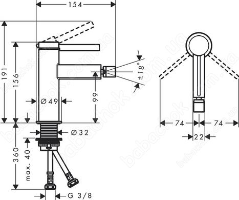 Смеситель для Биде Hansgrohe Finoris (76200700)