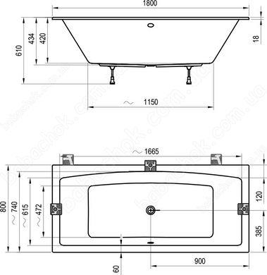 Ванна Ravak Formy 02 Slim 180x80 (C891300000)