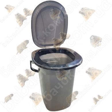 Відро-туалет Dunya Plastik 19л, Перлинно-сірий/Чорний, з Сидінням та Кришкою