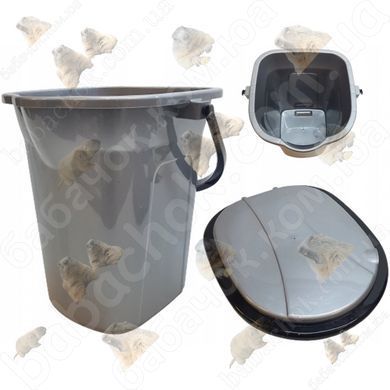Відро-туалет Dunya Plastik 19л, Перлинно-сірий/Чорний, з Сидінням та Кришкою