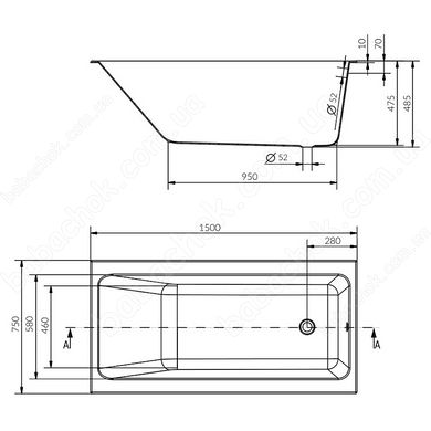 Ванна Cersanit Crea 150x75 (S301-233)