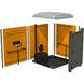 Влаштування Туалетної Кабіни Armal AXS Bright Orange, всі складові частини конструкції: бічні та задня стінки, двері, підлога, дах, накопичувальний бак для відходів, вентиляційна труба, тримач туалетного паперу, металеві поручні