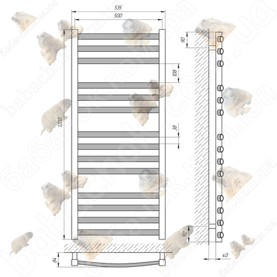 Полотенцесушитель Laris Гранд 500x1200 (71207602)