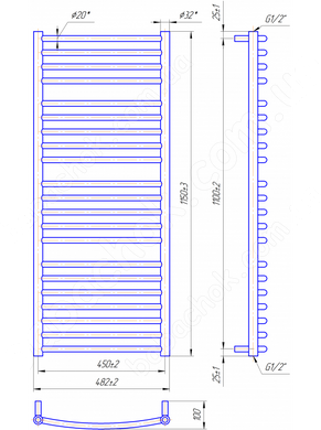 Рушникосушарка Mario Фенікс 1150x482/450 (1.2.1102.03.P)