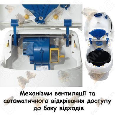 Механізми вентиляції та автоматичного відкривання доступу до баку відходів